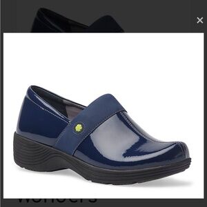 Navy Patent Slip-On Comfort Mule